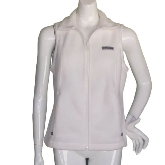 COLUMBIA Fleece Vest, M, White, Sleeveless, Zipper front, Pockets - Picture 1 of 11